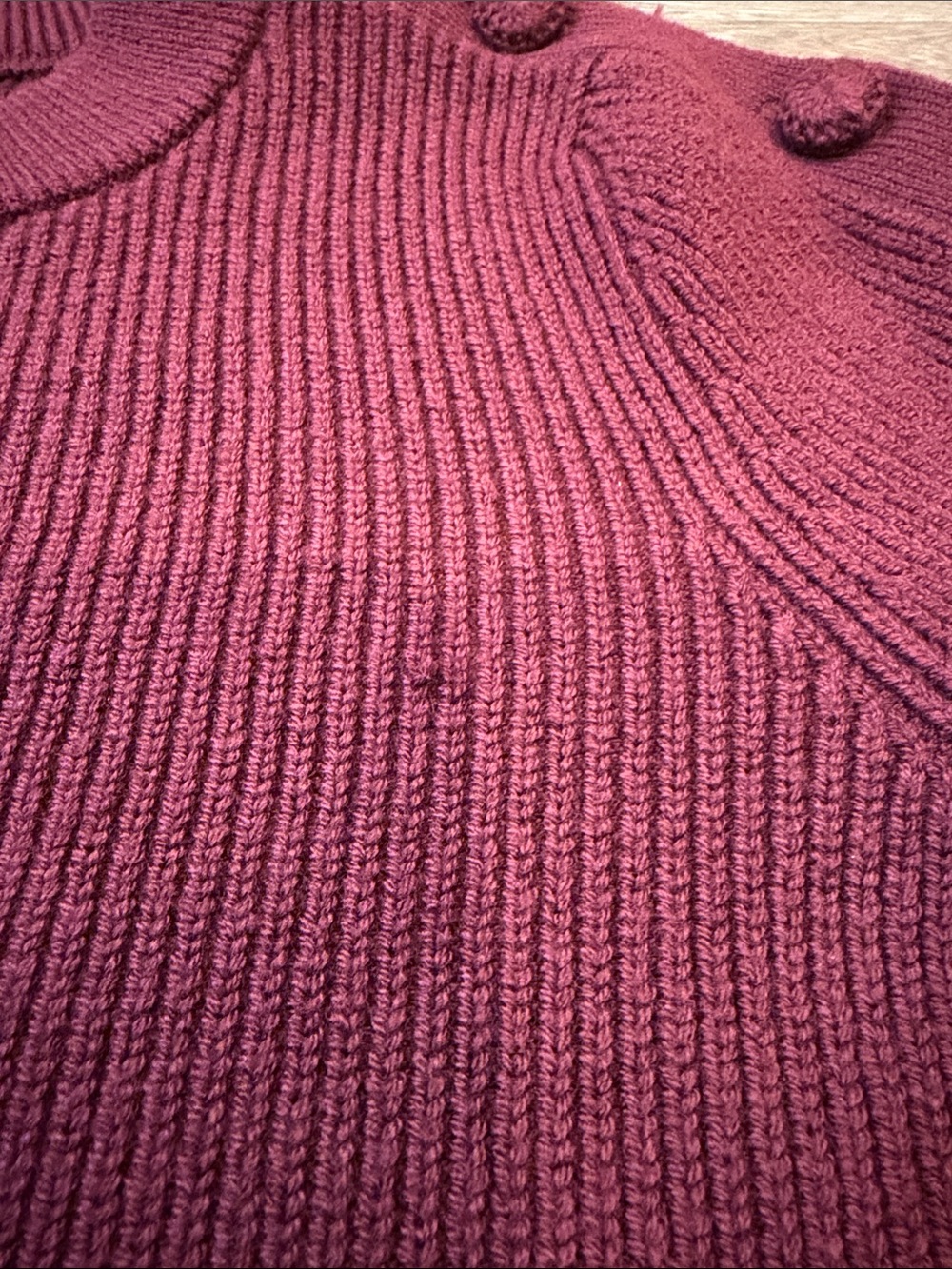 Sézane Burgundy Button-Accent Sweater Wool and Cotton Size S - Picture 7 of 7